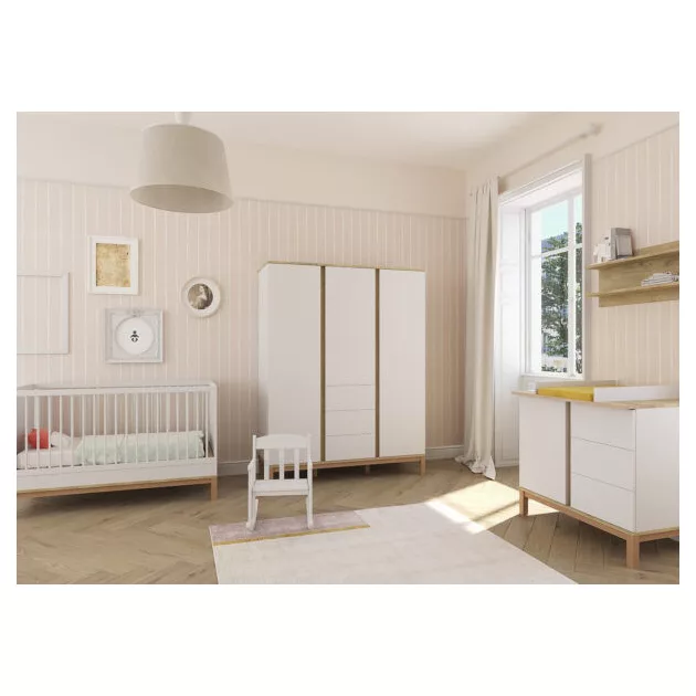 Faktum Loop White&Oak 3 osztású szekrény (5 doboz) - fehér
