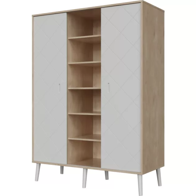 Faktum Peak Natural Oak and White 3 osztású szekrény (5 doboz) - oak