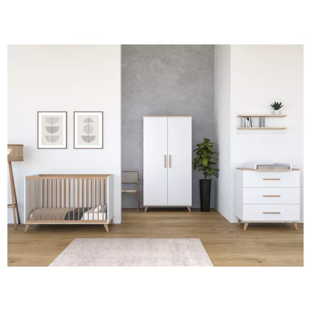 Faktum FLIP White & Oak átalakítható 140-es babaágy (2 doboz) - fehér