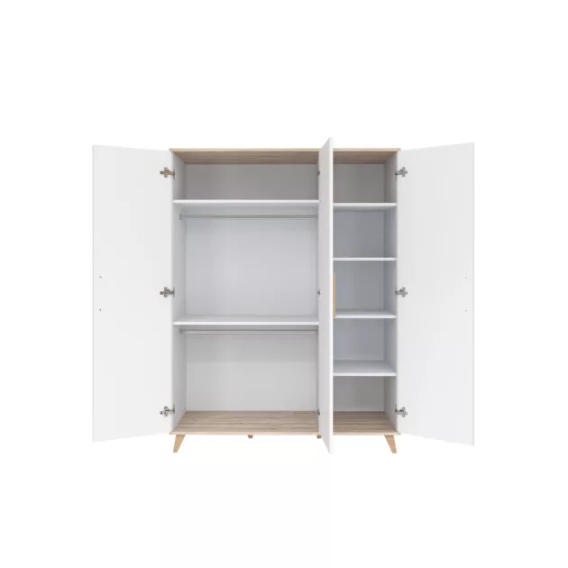 Faktum FLIP White & Oak 3 osztású szekrény (5 doboz) - fehér