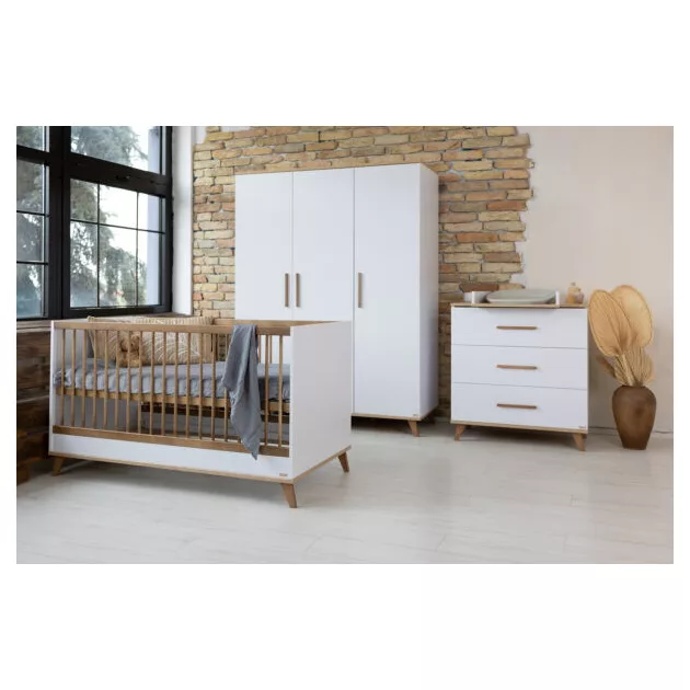 Faktum FLIP White & Oak 3 osztású szekrény (5 doboz) - fehér