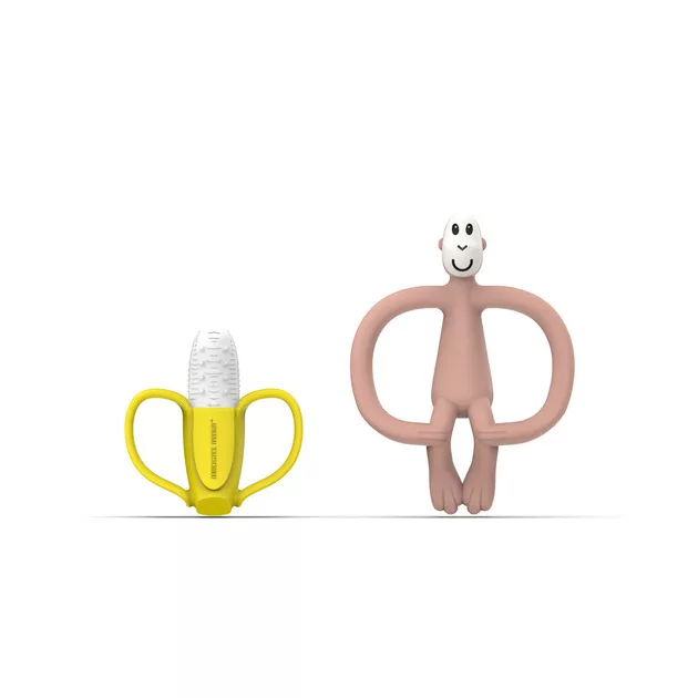 Matchstick Monkey Rágómaki és banán szett - púderrózsaszín