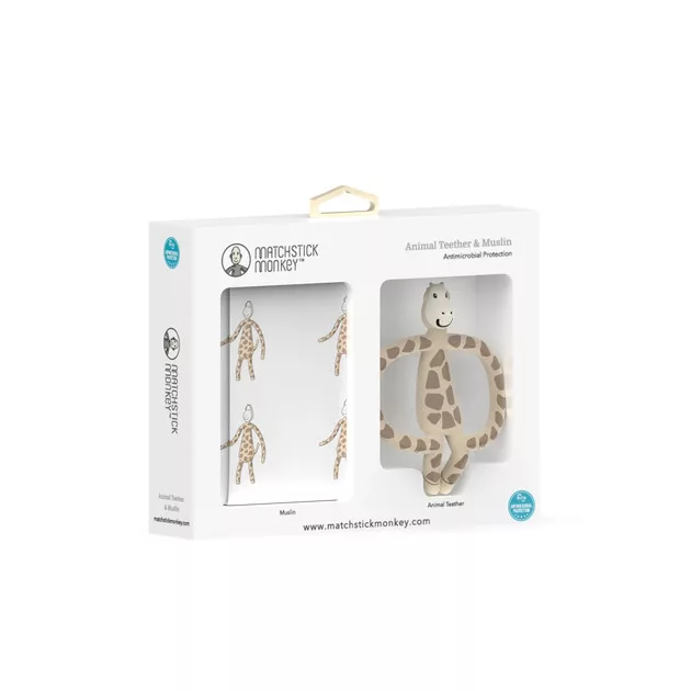 Matchstick Monkey RágóZoo rágóka és textilpelus szett - zsiráfos