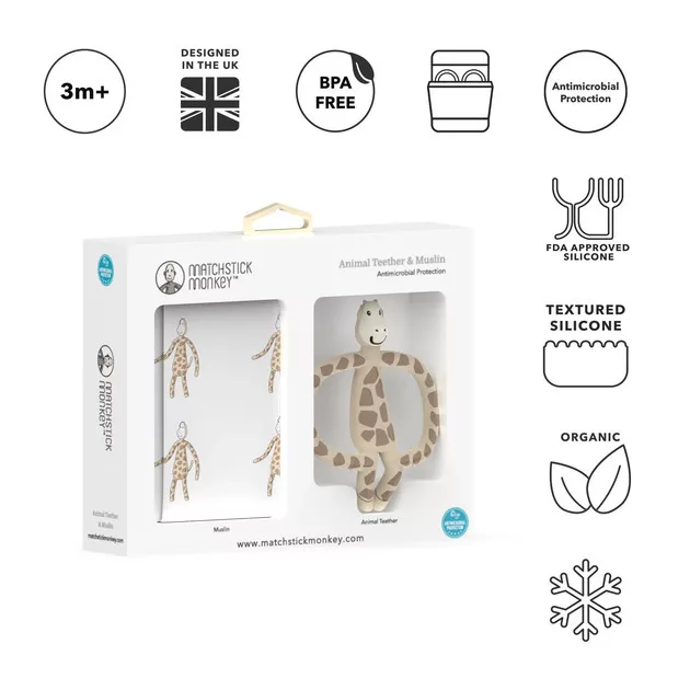 Matchstick Monkey RágóZoo rágóka és textilpelus szett - zsiráfos