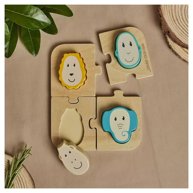 Matchstick Monkey Állatos formabeillesztő fa puzzle