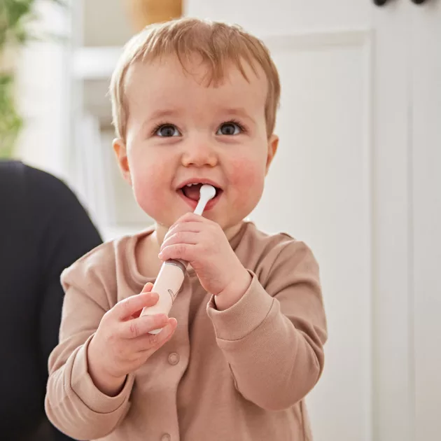 Matchstick Monkey Baba elektronikus szónikus fogkefe - Maki púderrózsaszín
