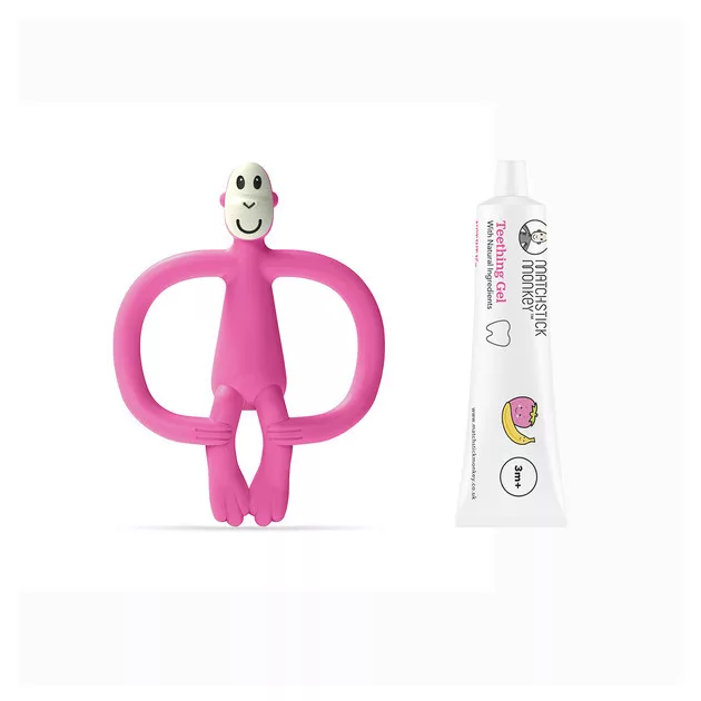 Matchstick Monkey rágómaki és fogínygél szett - pink