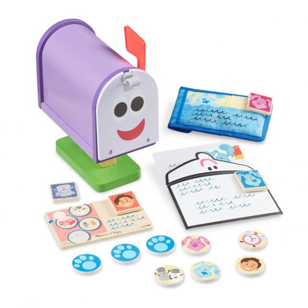 Melissa & Doug  azúrkék nyomok és te fa postaláda készlet