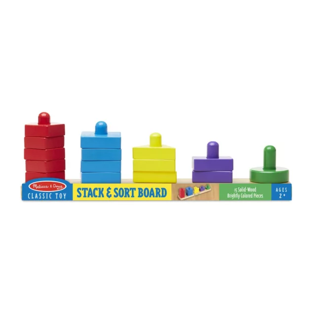 Melissa & Doug Fa készségfejlestő játék, formarendező toronyépítő