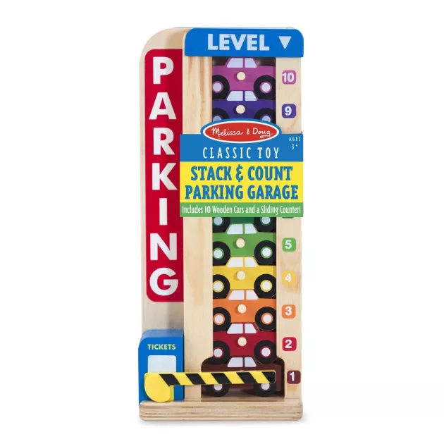 Melissa & Doug Fa készségfejlestő játék, színes-számos parkolótorony