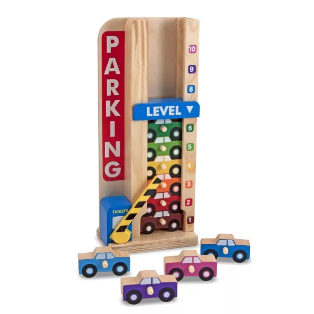 Melissa & Doug Fa készségfejlestő játék, színes-számos parkolótorony