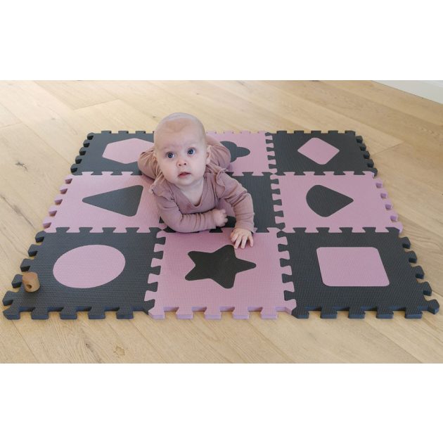 Baby Dan Puzzle habszivacs játszószőnyeg Geometriai formák, Rose 90x90 cm