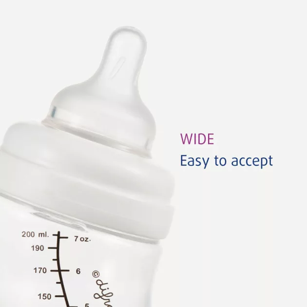 Difrax Széles anti-colic S-cumisüveg 200 ml - fehér