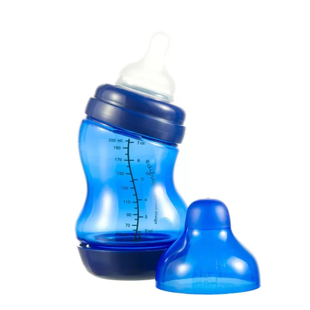 Difrax Széles anti-colic S-cumisüveg 200 ml - sötétkék