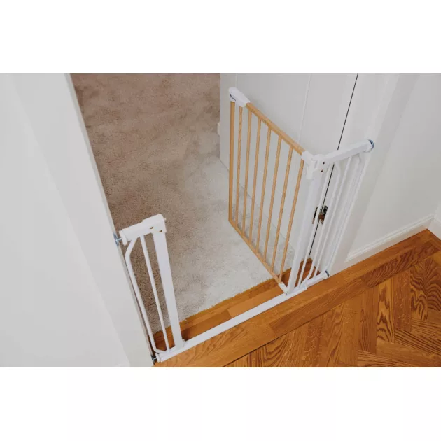 Lionelo Truus Slim biztonsági ajtórács - White Natural (75-105 cm) 2 db toldóval
