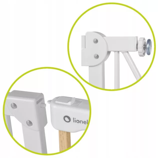 Lionelo Truus Slim biztonsági ajtórács - White Natural (75-105 cm) 2 db toldóval