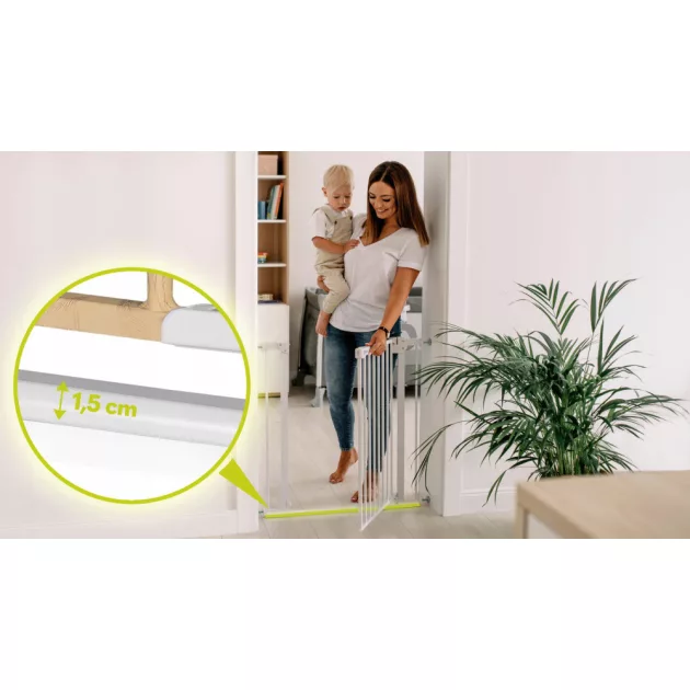 Lionelo Truus Slim biztonsági ajtórács - White Natural (75-105 cm) 2 db toldóval