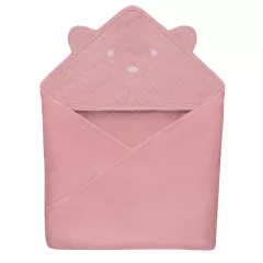 Lionelo Muszlin pamut kapucnis törölköző - Pink Baby