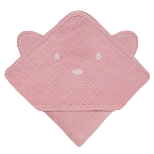 Lionelo Muszlin pamut kapucnis törölköző - Pink Baby