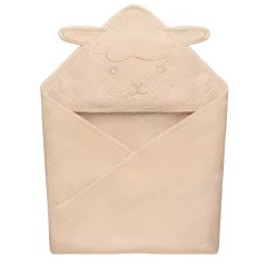 Lionelo Muszlin pamut kapucnis törölköző - Beige Sand