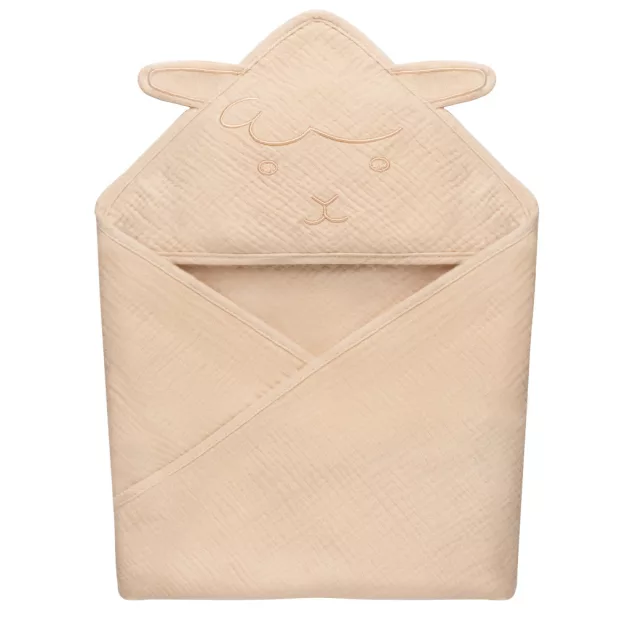 Lionelo Muszlin pamut kapucnis törölköző - Beige Sand