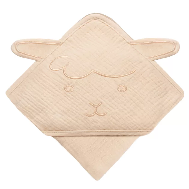 Lionelo Muszlin pamut kapucnis törölköző - Beige Sand