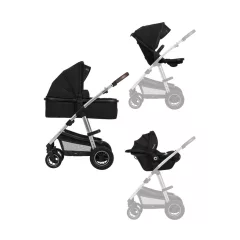 Lionelo Amber 3in1 multifunkciós babakocsi - Black Silver