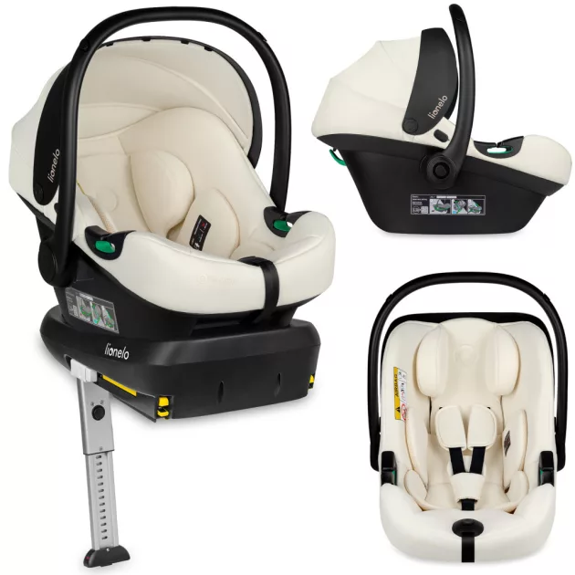 Lionelo Astrid I-Size Babahordozó + bázistalp Set 40-87 cm - Beige Cream