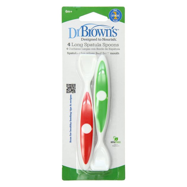 Dr. Browns spatula kanál 6hó 4db zöld-piros