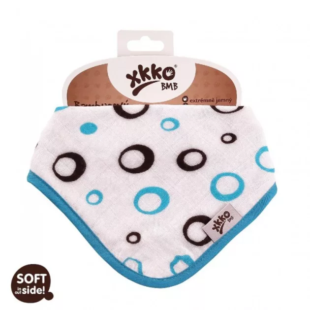 Xkko nyálkendő patentos bambusz - kék buborékok BMBBND008