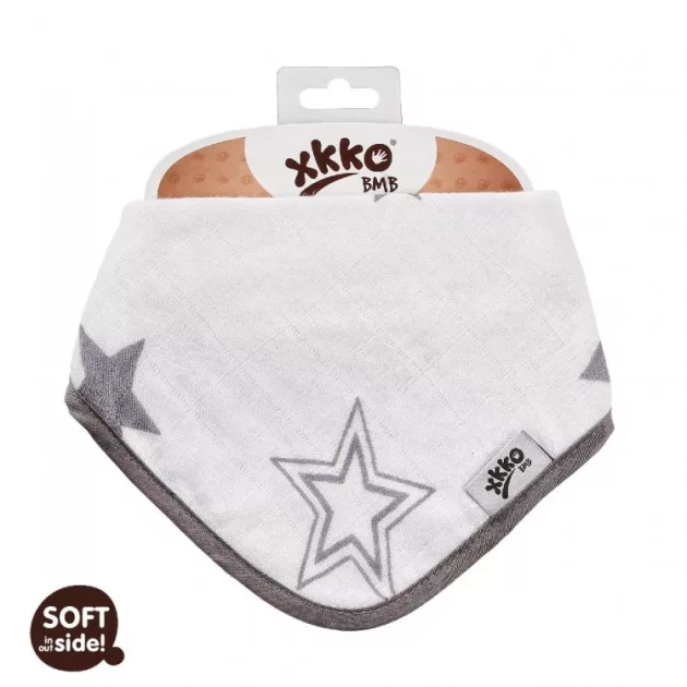 Xkko nyálkendő patentos bambusz - ezüst csillagok BMBBND019