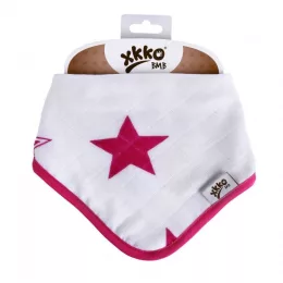   Xkko nyálkendő patentos bambusz - magenta csillagok BMBBND024