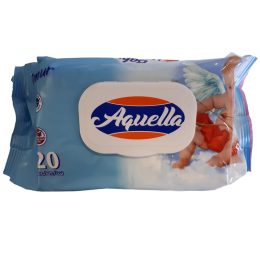   Aquella - Baby nedves törlőkendő, Mix, angyalkás, ultrapuha, fliptop, kupakos, 120 db