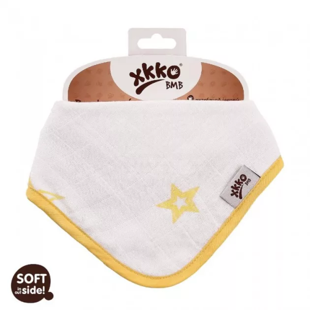 Xkko nyálkendő patentos bambusz - citromsárga csillagok BMBBND018