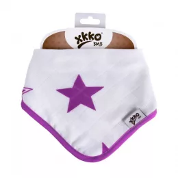 Xkko nyálkendő patentos bambusz - lila csillagok BMBBND035