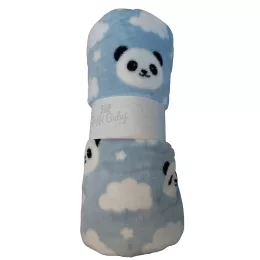   Soffi Baby takaró plüss dupla 75x100cm - kék-fehér pandapofi
