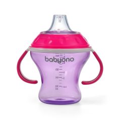   BabyOno Itatópohár, csöpögésmentes puha csőrrel, 3 hó, 180 ml, pink, 1456/02