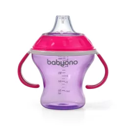   BabyOno Itatópohár, csöpögésmentes puha csőrrel, 3 hó, 180 ml, pink, 1456/02