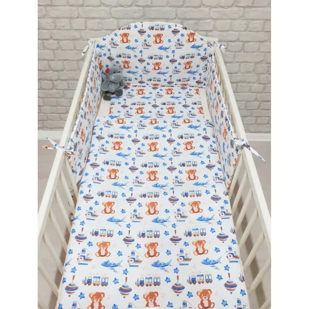 Pihe-Tex Ágynemű Pamut 3 részes 90x140 40x50cm Búgócsigás maci - kék 686