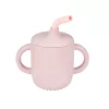 Nattou szívószálas itatópohár szilikon - pink