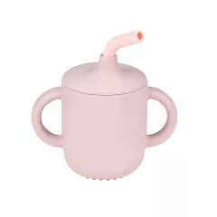 Nattou szívószálas itatópohár szilikon - pink