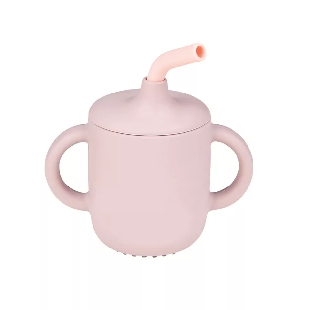 Nattou szívószálas itatópohár szilikon - pink