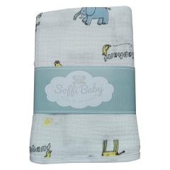   Soffi Baby takaró muszlin dupla 70x90cm - elefánt és zsiráf