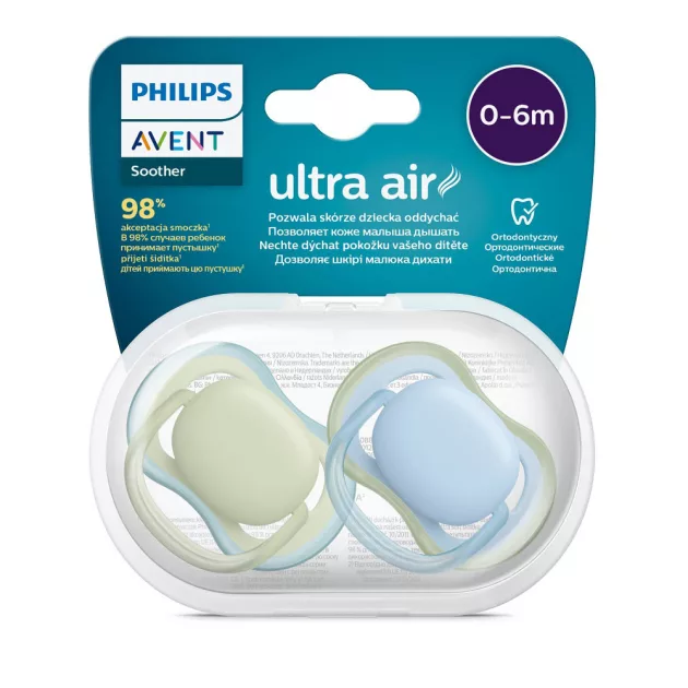 Philips AVENT Játszócumi Ultra Air neutral 0-6hó fiús 2db - kék