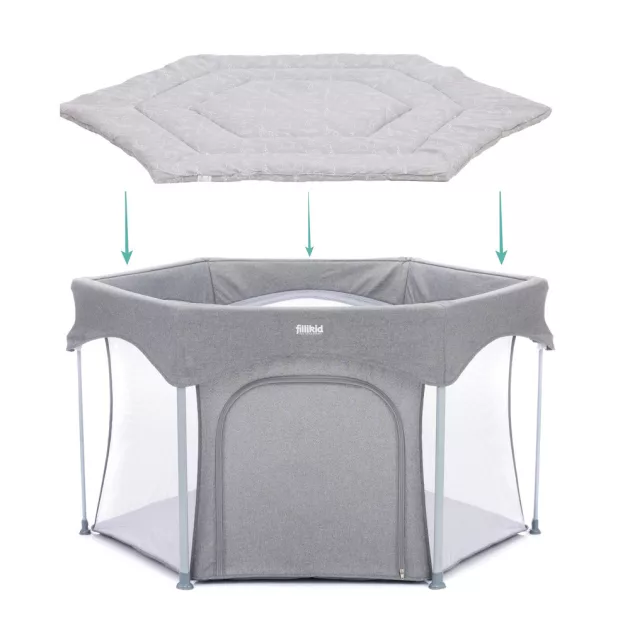 Fillikid betét hatszögletű utazójárókába 124cm átmérőjű - szürke Safari 1121-77