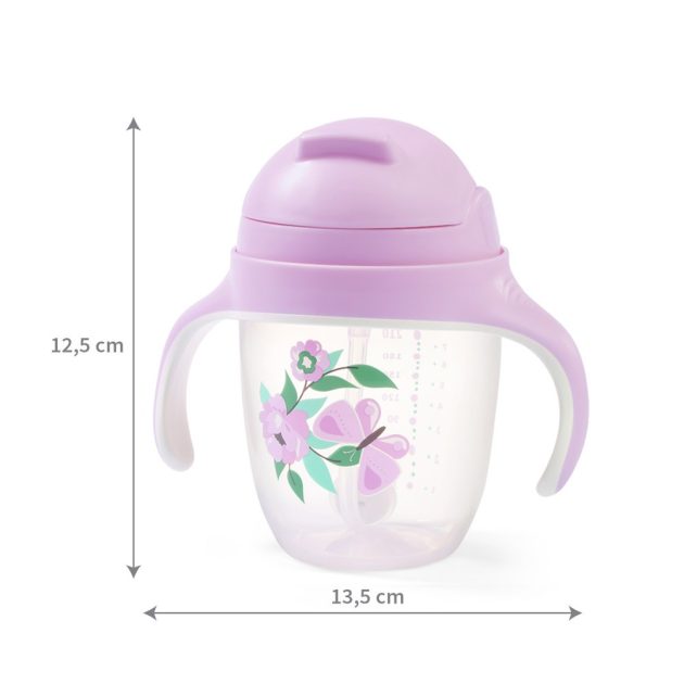 BabyOno itatópohár szívószállal füllel 240ml lila 1464/05