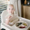 BabyOno háromrekeszes szilikon tányér tapadó aljú - bézs 1482/04