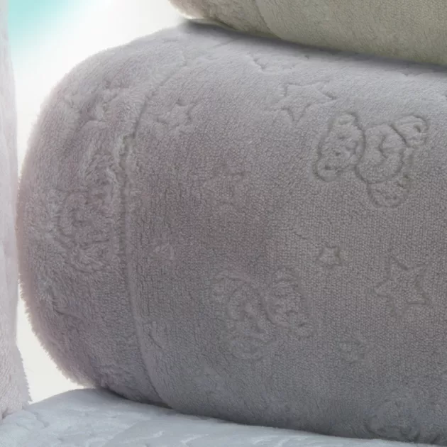 Gamberritos plüss takaró 80x110cm maci és csillag - szürke 10878