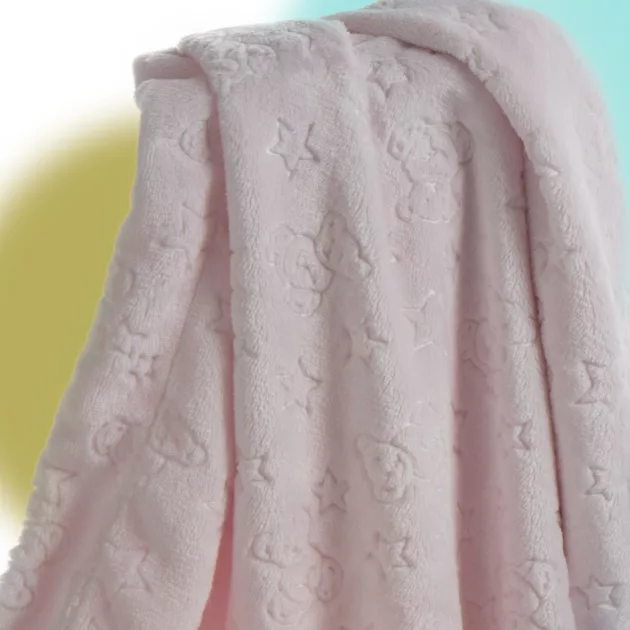 Gamberritos plüss takaró 80x110cm maci és csillag - rózsaszín 10878