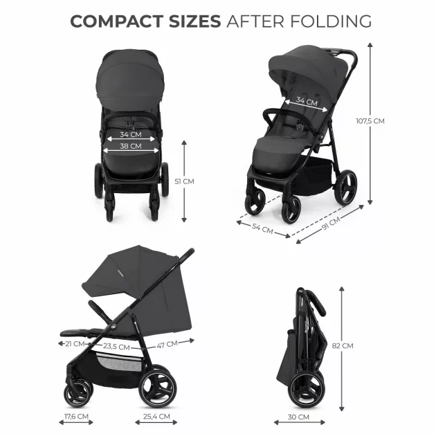 Kinderkraft Trig 3 sport babakocsi 22 kg-ig - Granite grey